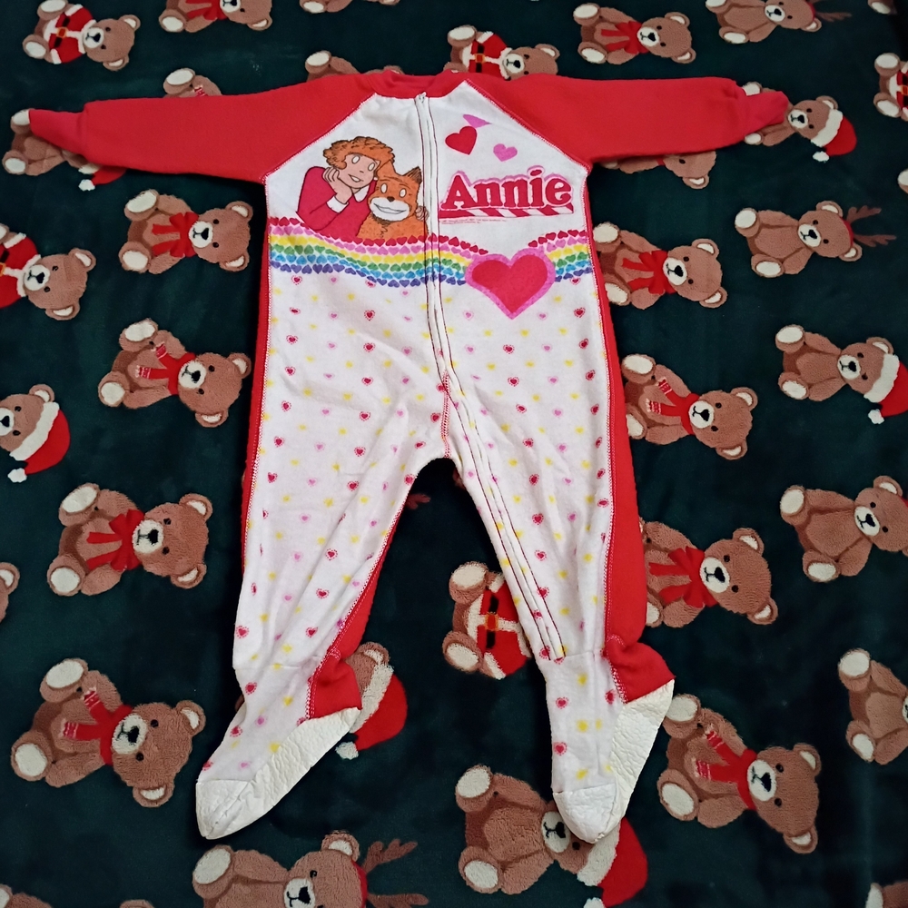 RARE Vintage O'Bion Annie Fleece Footie Pajamas 2T
